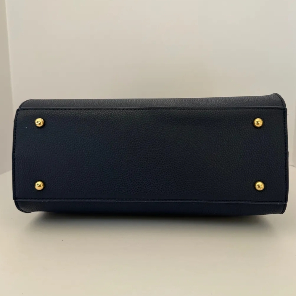 Black Designer Handbag with Gold Accents - Picture 3 of 4